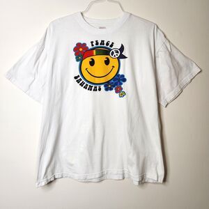 Vintage Smiley Face Peace Sign T Shirt Men's XXL White Cotton Pirate Nautical
